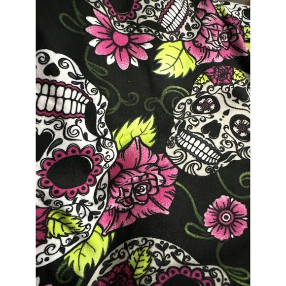 NoBo Womens Sugar Skull High Rise Halloween Sueded Leggings Soft 2XL XXL/19 - Picture 9 of 9